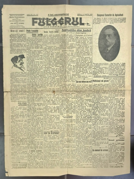 FULGERUL , ZIAR DEMOCRAT - INDEPENDFENT , APARE LA BRAILA , NR. 277 , 19 MARTIE 1929
