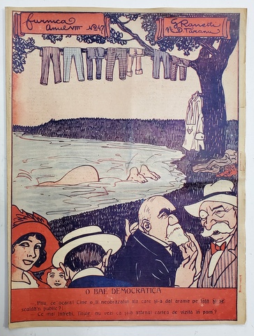 FURNICA , REVISTA  UMORISTICA ,  CARICATURI de A. MURNU , F. SIRATO , ANUL VIII, NR. 47 , 26 IULIE  , 1912