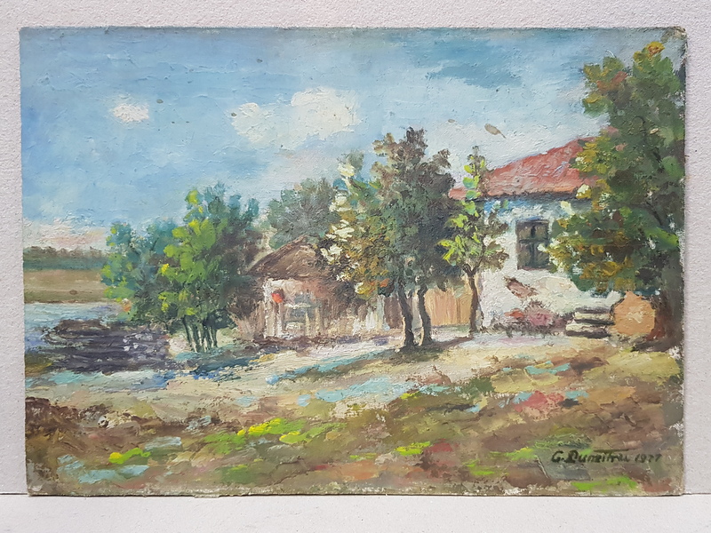 G. DUMITRU , CASA VECHE LA POSTOVARI , PICTURA , 1977