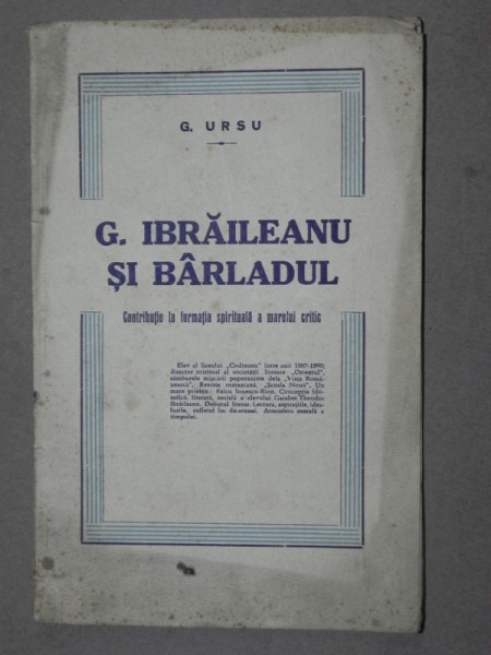 G. IBRAILEANU SI BARLADUL-G. URSU