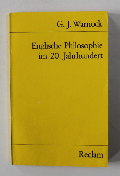 G. J. WARNOCK - ENGLISCHE PHILOSOPHIE IM 20. JAHRHUNDERT , 1971