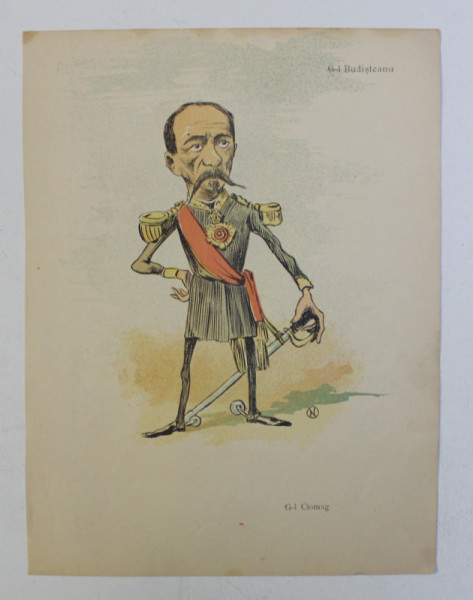 G - l BUDISTEANU ' G-l CIOMAG ' , CARICATURA , LITOGRAFIE de pictorul NICOLAE PETRESCU - GAINA 1871 - 1931 , 1898