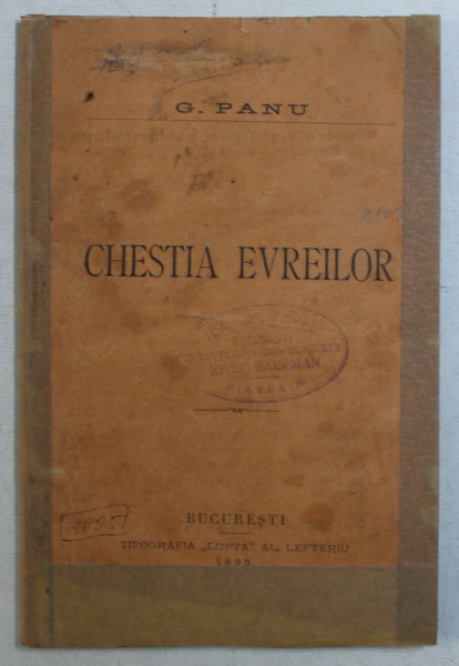 G. Panu, Chestia Evreilor - Bucuresti, 1893