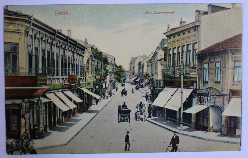 GALATI - STRADA DOMNEASCA , CARTE POSTALA ILUSTRATA , POLICROMA, CIRCULATA , DATATA 1908