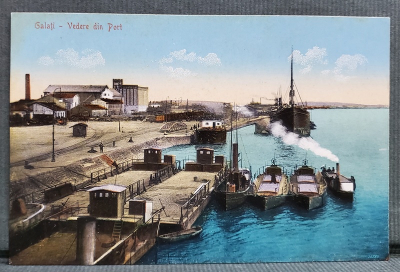 GALATI , VASE ANCORATE IN PORT , CARTE POSTALA , INCEPUTUL SEC. XX