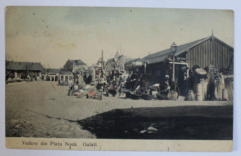 GALATI  - VEDERE DIN PIATA NOUA , CARTE POSTALA ILUSTRATA , POLICROMA , CIRCULATA , 1911