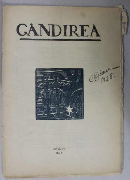 GANDIREA , REVISTA , ANUL  IV   , NR. 6 ,  IANUARIE , 1925
