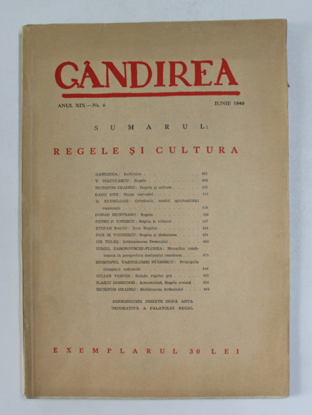 GANDIREA , REVISTA , ANUL  XIX   , NR. 6 , IUNIE , 1940