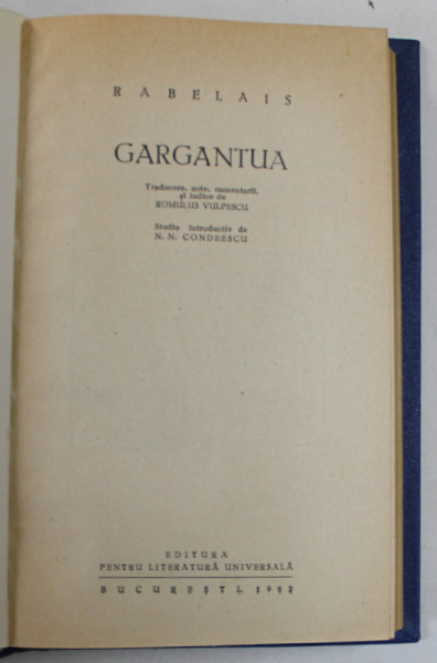 GARGANTUA de RABELAIS , 1962 *EDITIE RELEGATA