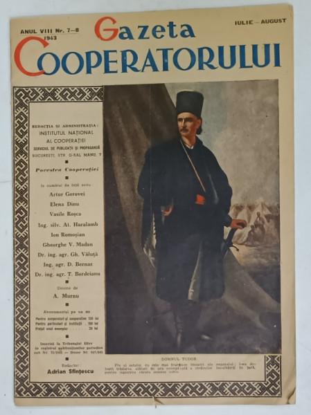 GAZETA COOPERATORULUI , ANUL VIII , NR. 7-8 , IULIE - AUGUST 1943