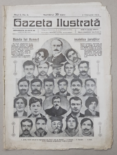 GAZETA ILUSTRATA , ANUL II , NR.8 , 2 FEBRUARIE  1913 , PREZINTA URME DE UZURA *