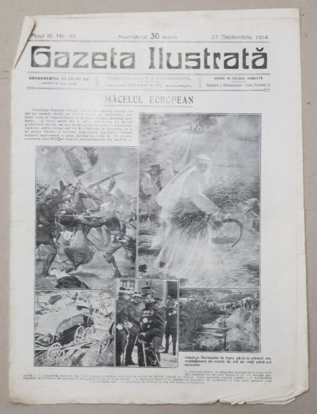 GAZETA ILUSTRATA , ANUL III , NR 42  , 27 SEPTEMBRIE   1914 , PREZINTA URME DE UZURA *