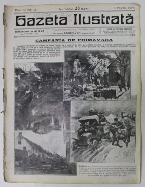 GAZETA ILUSTRATA , ANUL IV, no. 18 , 11 APRILIE  , 1915