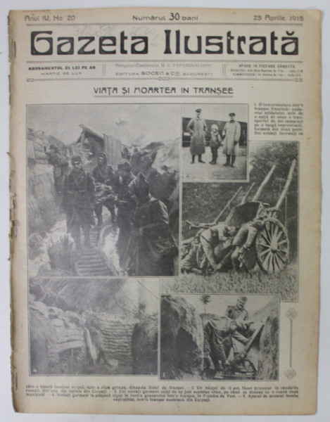 GAZETA ILUSTRATA , ANUL IV, no. 20, 25 APRILIE  , 1915