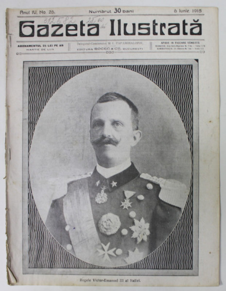 GAZETA ILUSTRATA , ANUL IV, no. 26, 6 IUNIE  , 1915