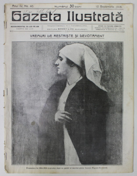 GAZETA ILUSTRATA , ANUL IV, no. 40 , 12 SEPTEMBRIE , 1915