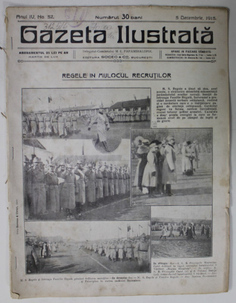 GAZETA ILUSTRATA , ANUL IV, no. 52, 5 DECEMBRIE  , 1915