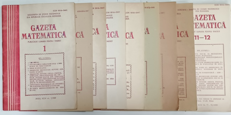 GAZETA  MATEMATICA , PUBLICATIE LUNARA , 9 NUMERE DIN ANUL 1989