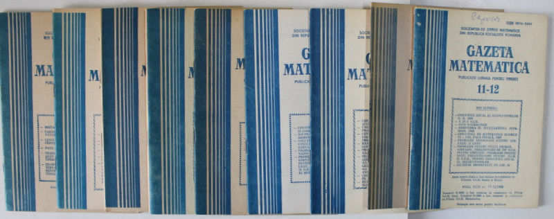 GAZETA MATEMATICA , PUBLICATIE LUNARA PENTRU TINERET , SET DE 11 REVISTE DIN ANUL 1988, LIPSA NR. 4 *