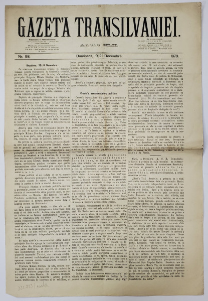 GAZETA TRANSILVANIEI, ANUL XLII, NR. 98, 1879