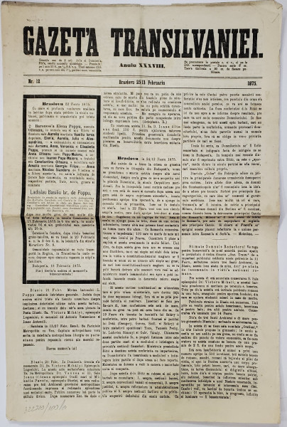 GAZETA TRANSILVANIEI, ANUL XXXVIII, NR. 12, 1875