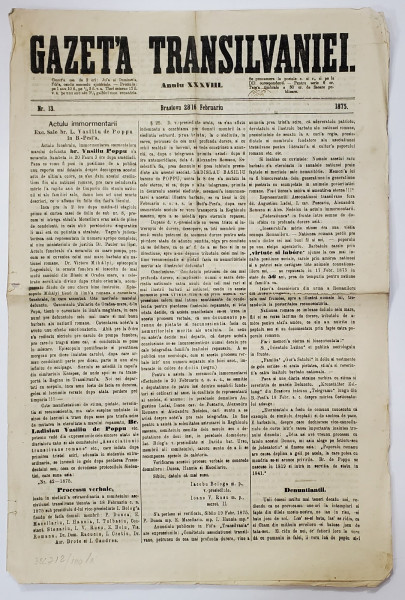 GAZETA TRANSILVANIEI, ANUL XXXVIII, NR. 13, 1875