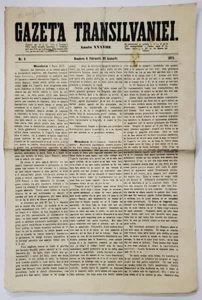 GAZETA TRANSILVANIEI, ANUL XXXVIII, NR. 6, 1875