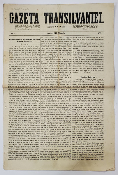GAZETA TRANSILVANIEI, ANUL XXXVIII, NR. 9, 1875