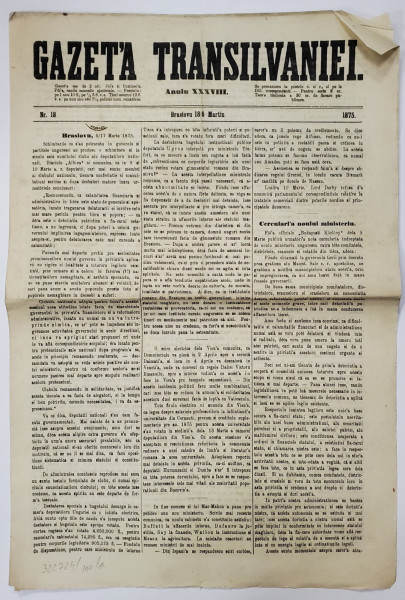 GAZETA TRANSILVANIEI, ANUL XXXVIII, NR.18, 1875