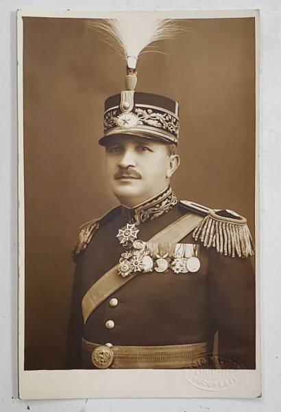 GENERALUL ION SAIDAC IN UNIFORMA CU DECORATII SI CHIPIU , CARTE POSTALA ILUSTRATA , INTERBELICA