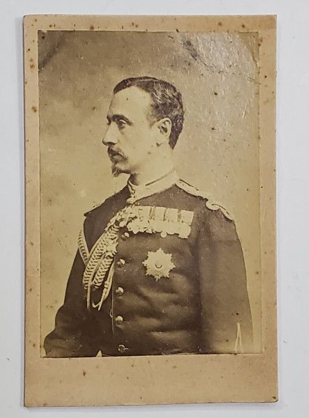 GENERALUL STEFAN FALCOIANU  ( 1835 -1905 ) , FOST MINISTRU DE RAZBOI , FOTOGRAFIE FORMAT C.D.V. , SFARSITUL SEC. XIX