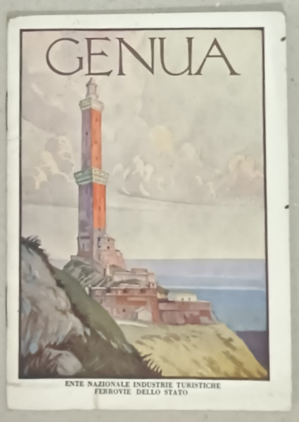 GENUA , PLIANT TURISTIC CU HARTA INCLUSA , TEXT IN LIMBA GERMANA , PERIOADA  INTERBELICA
