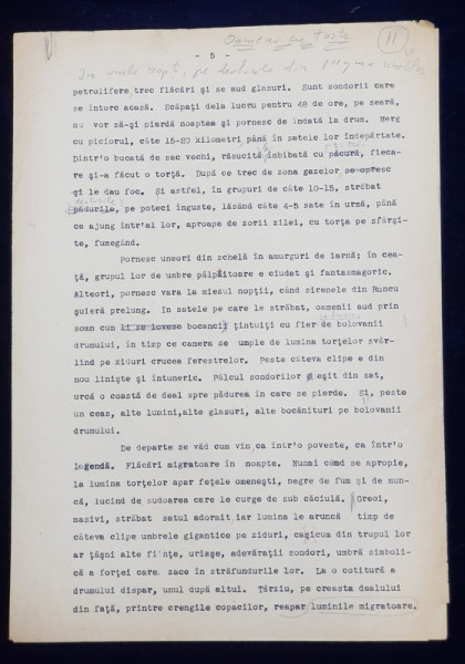 GEO BOGZA  - OAMENI CU TORTE   - ARTICOL PENTRU ZIAR , DACTILOGRAFIAT , CU CORECTURILE,  MODIFICARILE SI ADAUGIRILE OLOGRAFE ALE AUTORULUI , 1935