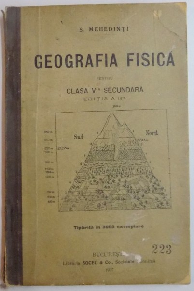 GEOGRAFIA FISICA PENTRU CLASA V-A SECUNDARA, EDITIA A III - Ade S. MEHEDINTI, 1907