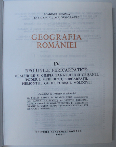 GEOGRAFIA ROMANIEI,VOL. 4-1992