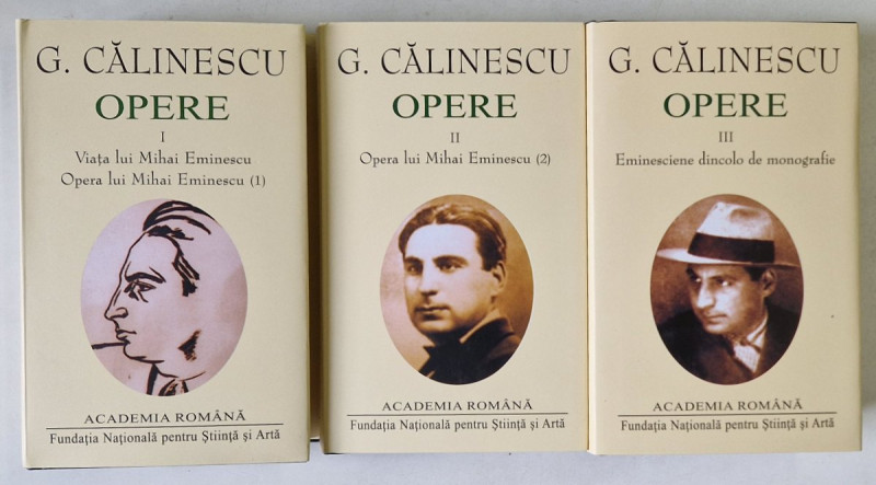 GEORGE CALINESCU , OPERE , VOLUMELE I - III , EDITIE DE LUX , LEGATURA PIELE , HARTIE DE BIBLIE , 2016