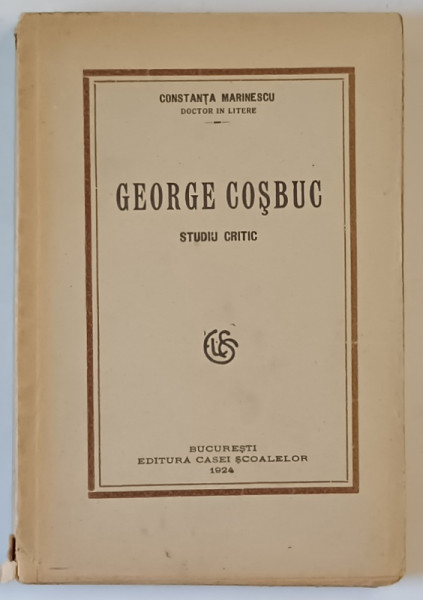 GEORGE COSBUC , STUDIU CRITIC , 1924
