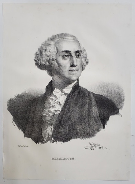 GEORGE WASHINGTON , LITOGRAFIE , DESEN de GREVEDON , litografiat de C. MOTTE , 1826