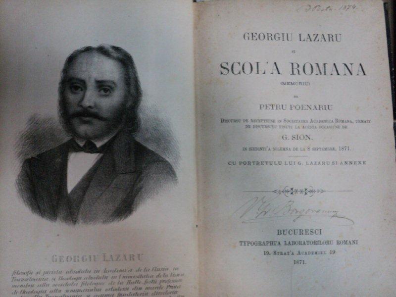 GEORGIU LAZARU SI SCOL'A ROMANA BUC. 1871-   EPISTOLA UNUI ROMAN TRANSILVAN ….  SIBIU 1871  - PETRU POENARIU