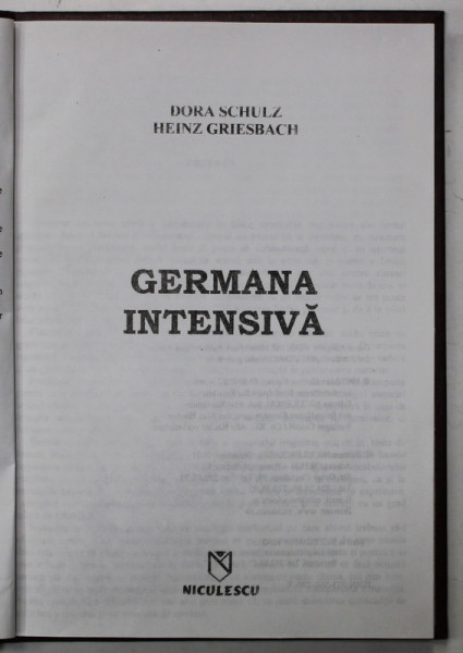GERMANA INTENSIVA de DORA SCULZ si HEINZ GRIESBACH , 2001, EXEMPLAR XEROXAT *