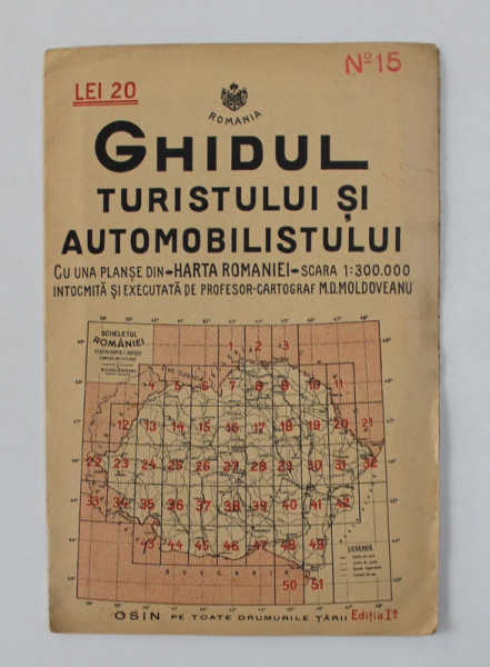 GHIDUL TURISTULUI SI AUTOMOBILISTULUI , HARTA ROMANIEI ,  CAROUL 15  -  BISTRITA - DEJ - TARGU  MURES   de M.D. MOLDOVEANU , 1936