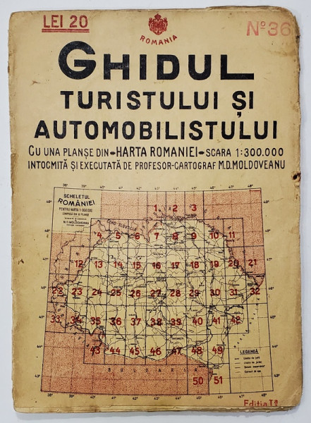 GHIDUL TURISTULUI SI AUTOMOBILISTULUI , HARTA ROMANIEI ,  CAROUL  36    -  TARGU - JIU - STREHAIA - PETROSANI   de M.D. MOLDOVEANU , 1936