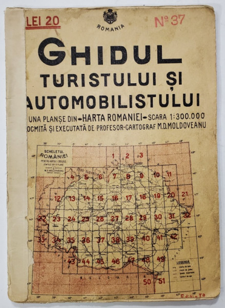 GHIDUL TURISTULUI SI AUTOMOBILISTULUI , HARTA ROMANIEI ,  CAROUL  37    -  RAMNICU VALCEA - DRAGASANI - CURTEA DE ARGES    de M.D. MOLDOVEANU , 1936