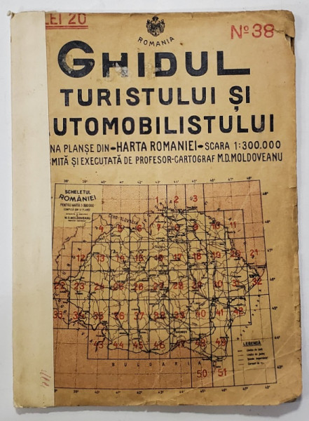 GHIDUL TURISTULUI SI AUTOMOBILISTULUI , HARTA ROMANIEI ,  CAROUL  38   -  PITESTI - TARGOVISTE - CAMPULUNG    de M.D. MOLDOVEANU , 1936