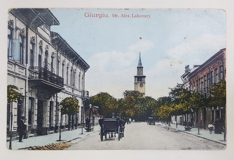 GIURGIU , STRADA ALEXANDRU LAHOVARY , CARTE POSTALA ILUSTRATA , INCEPUTUL SECOLULUI XX