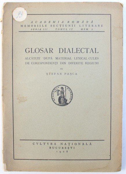 GLOSAR DIALECTAL , 1928