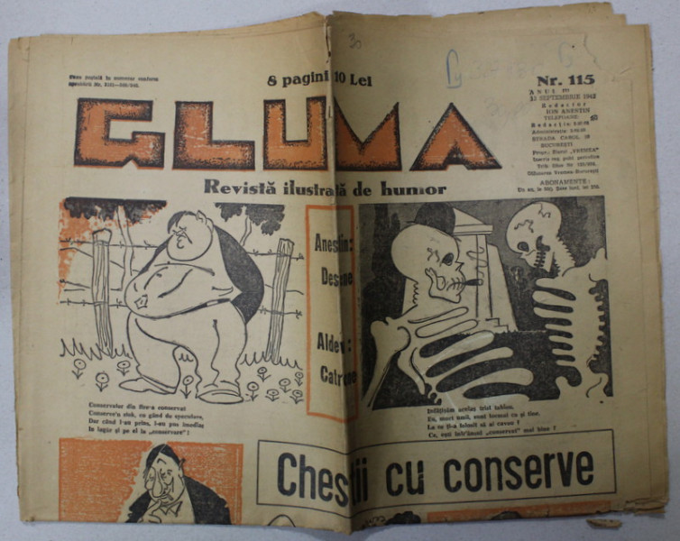 GLUMA , REVISTA ILUSTRATA DE HUMOR , ANUL III , NR. 115  , 13 SEPT.  , 1942