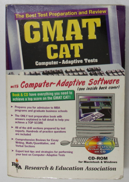 GMAT CAT - COMPUTER - ADAPTIVE TESTS , THE BEST TEST PREPARATION AND REVIEW , 1998, LIPSA CD *