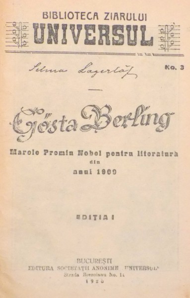 GOSTA BERLING de S. LAGERLOF , 1926