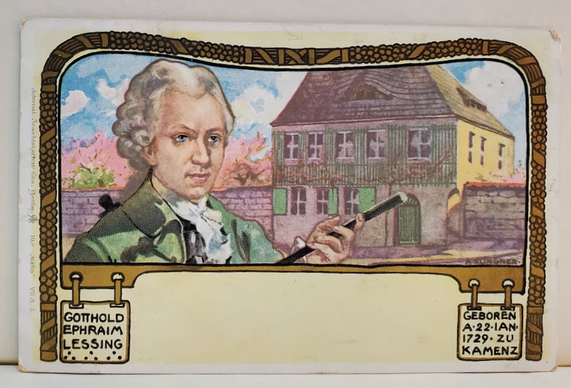 GOTTHOLD EPHRAIM  LESSING , CASA NATALA DIN KAMENZ , DESEN , CROMOLITOGRAFIE , CARTE POSTALA ILUSTRATA , CLASICA